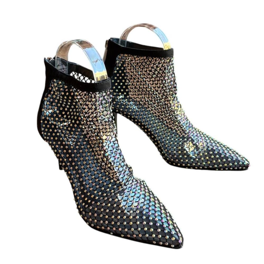 Charles by Charles David Kitten Heel "Afterhours" Rhinestone Mesh Ankle Boot s 6